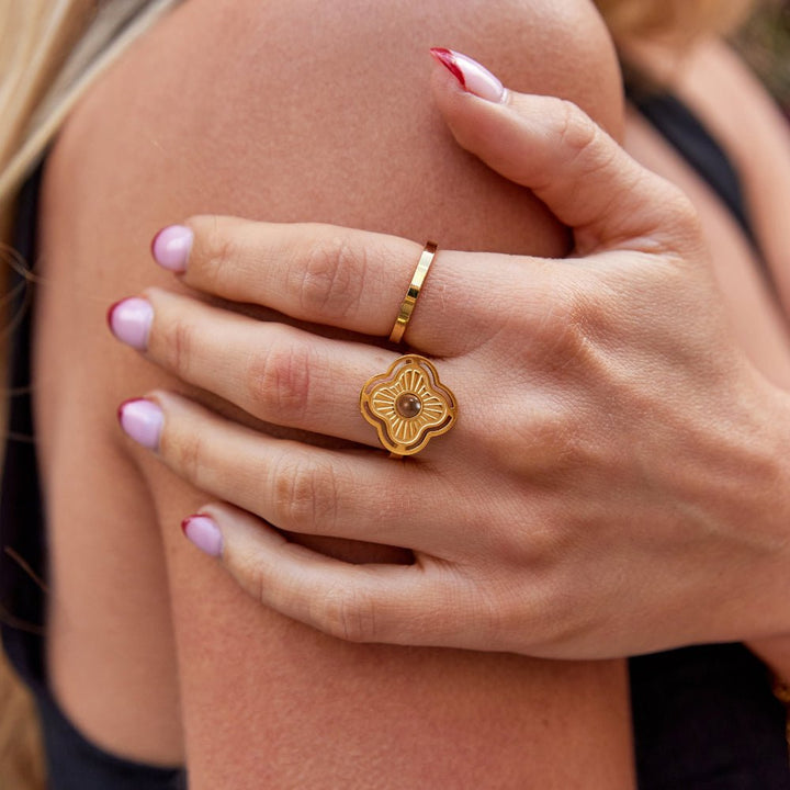Aria | Tiger Eye Lucky Flower Ring