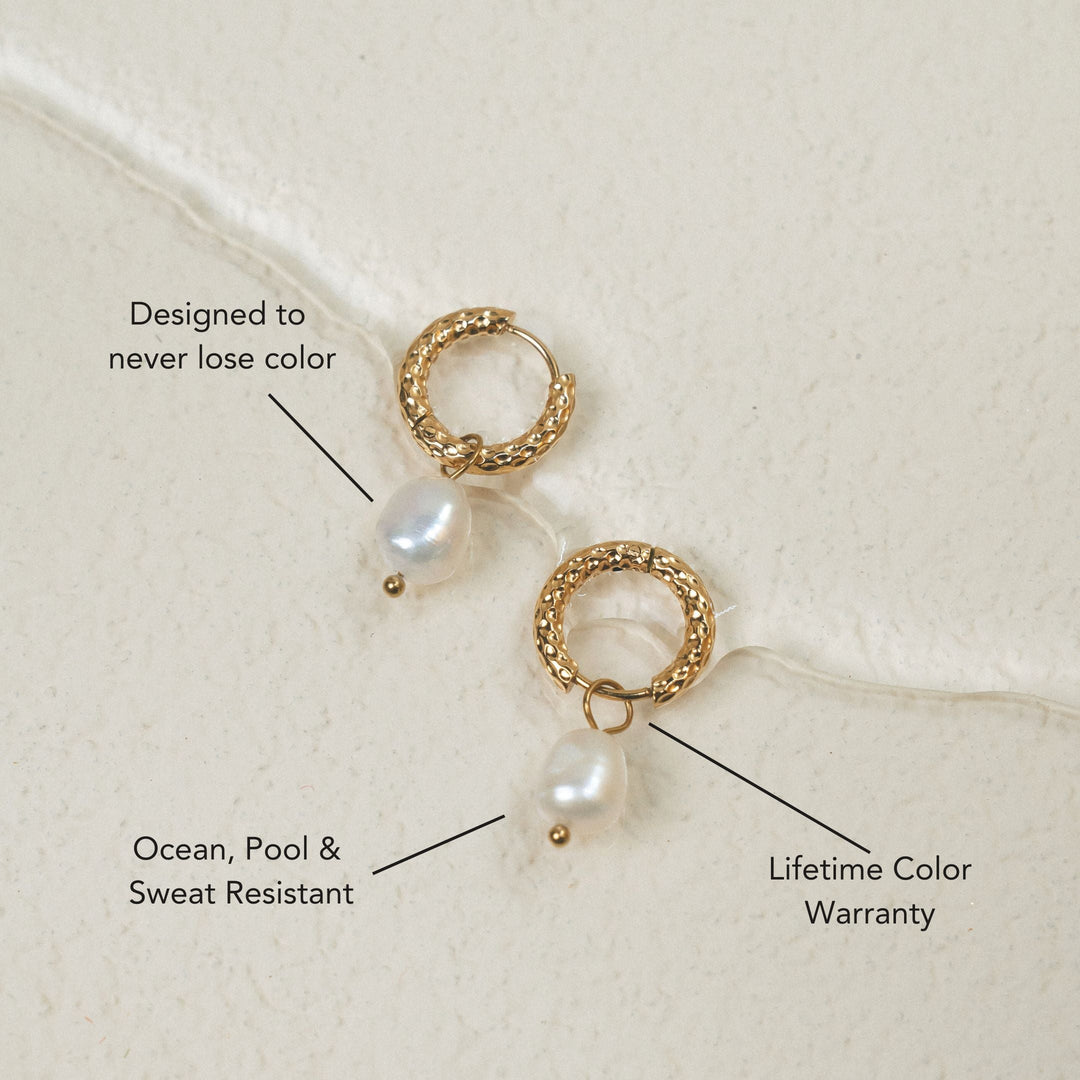 Halo | Hammered Pearl Hoop Earrings