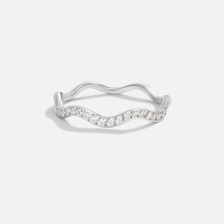 Aisha| Zenya Crystal & Silver Wave Ring