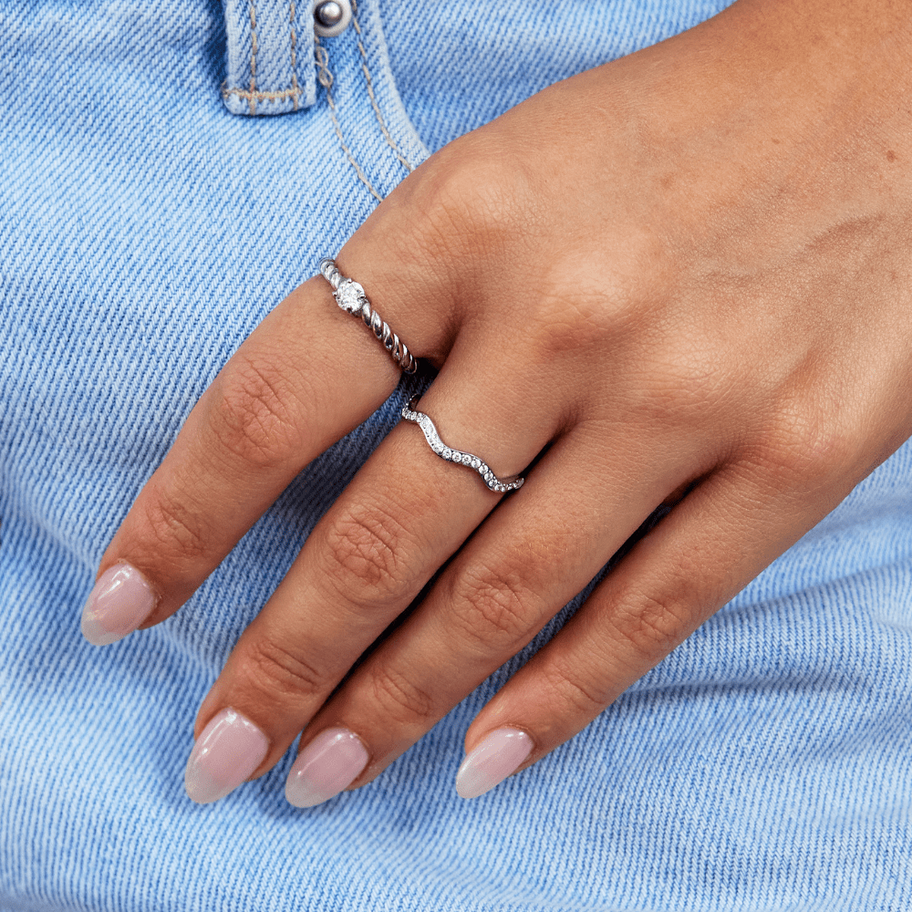 Aisha| Zenya Crystal & Silver Wave Ring
