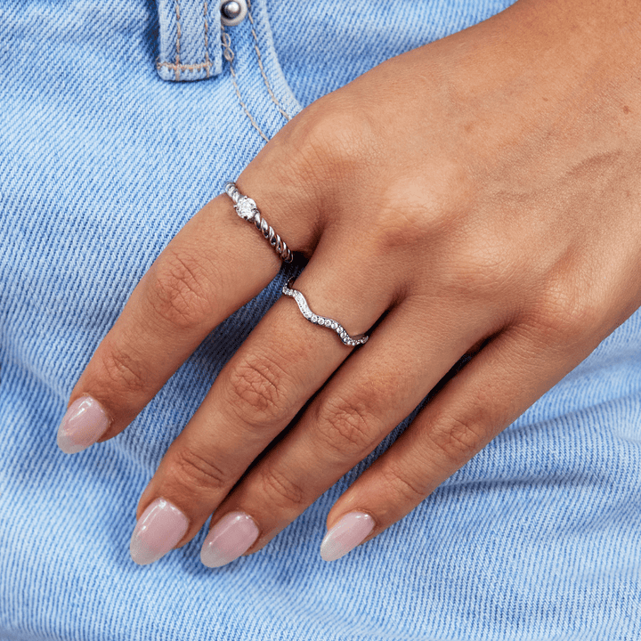 Aisha| Zenya Crystal & Silver Wave Ring