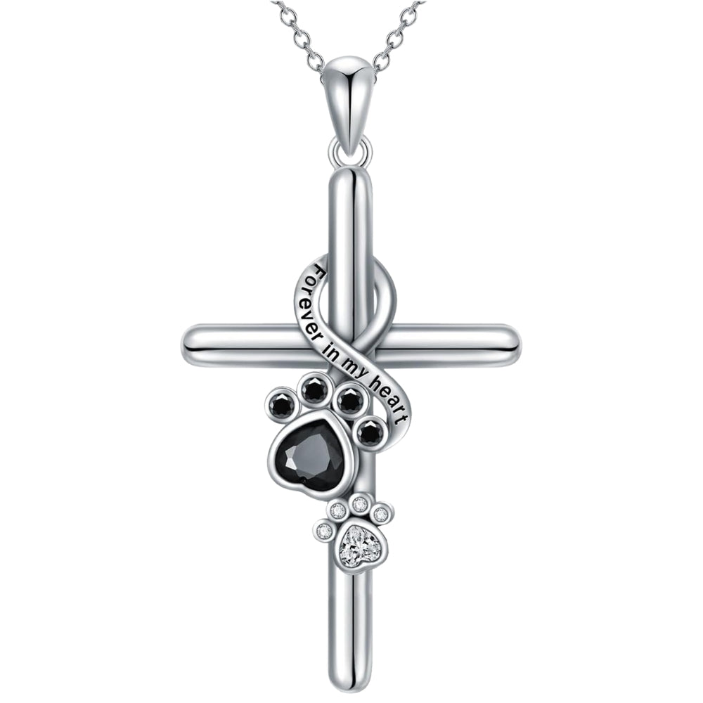 Matilda | 925 Sterling Silver Paw & Cross Necklace