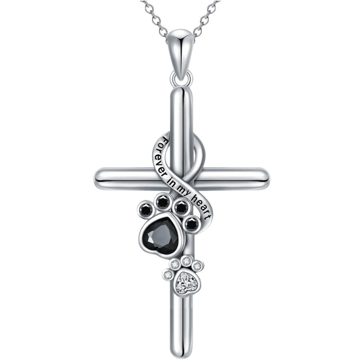 Matilda | 925 Sterling Silver Paw & Cross Necklace